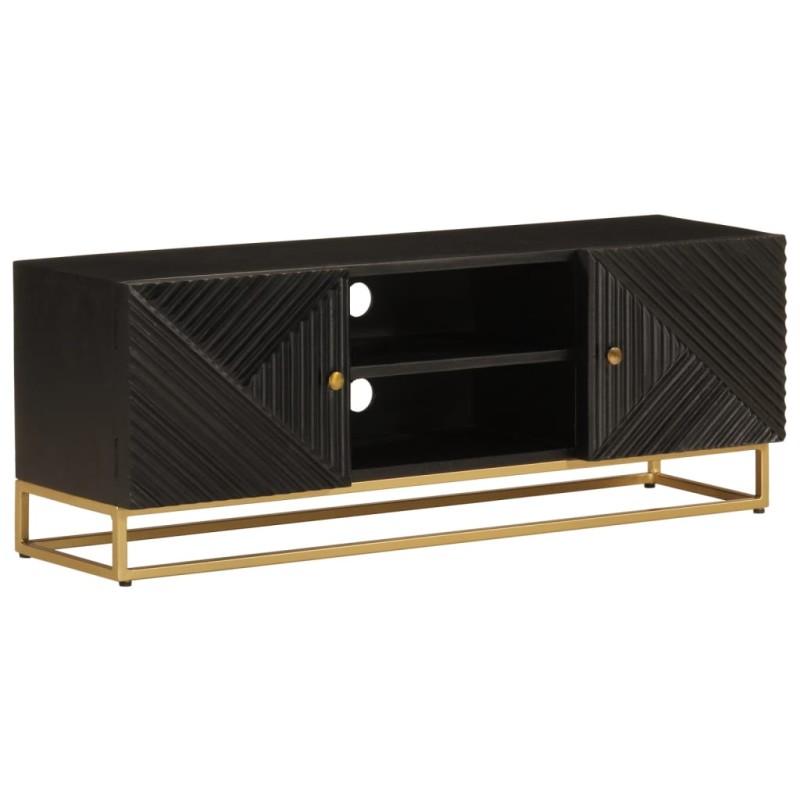 vidaXL TV-Schrank Schwarz 110x30x40 cm Massivholz Mango und Eisen vidaXL TV-Schrank Schwarz 110x30x40 cm Massivholz Mango und Eisen