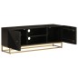 vidaXL TV-Schrank Schwarz 110x30x40 cm Massivholz Mango und Eisen vidaXL TV-Schrank Schwarz 110x30x40 cm Massivholz Mango und Eisen
