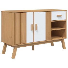 vidaXL Sideboard OLDEN Weiß und Braun 114x43x73,5 cm Massivholz Kiefer