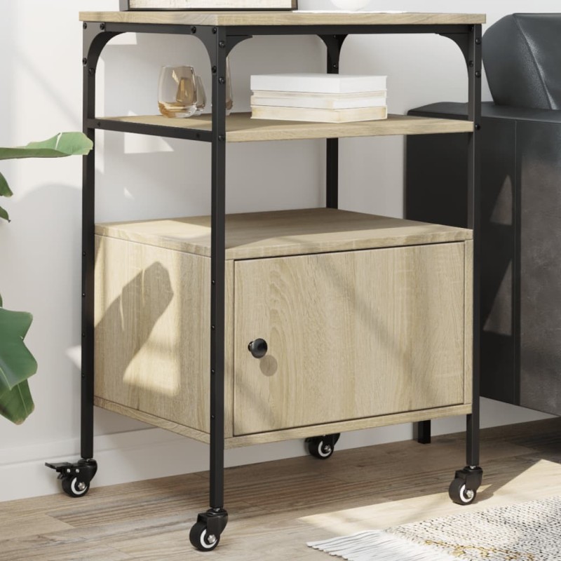 vidaXL Druckerständer 3 Ablagen Sonoma-Eiche 50x40x76 cm vidaXL Druckerständer 3 Ablagen Sonoma-Eiche 50x40x76 cm