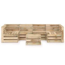 7-tlg. Garten-Lounge-Set Grün Imprägniertes Kiefernholz