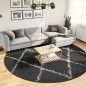 vidaXL Teppich Shaggy Hochflor Modern Schwarz und Creme Ø 280 cm vidaXL Teppich Shaggy Hochflor Modern Schwarz und Creme Ø 280 cm