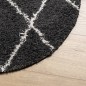 vidaXL Teppich Shaggy Hochflor Modern Schwarz und Creme Ø 280 cm vidaXL Teppich Shaggy Hochflor Modern Schwarz und Creme Ø 280 cm