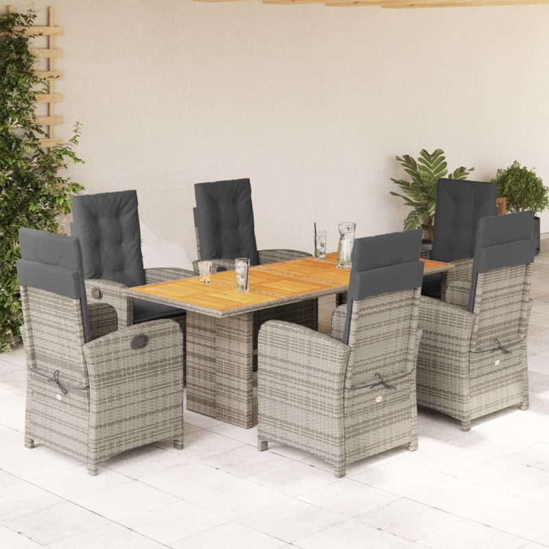 vidaXL 7-tlg. Garten-Essgruppe mit Kissen Grau Poly Rattan vidaXL 7-tlg. Garten-Essgruppe mit Kissen Grau Poly Rattan