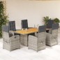 vidaXL 7-tlg. Garten-Essgruppe mit Kissen Grau Poly Rattan vidaXL 7-tlg. Garten-Essgruppe mit Kissen Grau Poly Rattan
