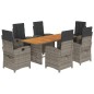 vidaXL 7-tlg. Garten-Essgruppe mit Kissen Grau Poly Rattan vidaXL 7-tlg. Garten-Essgruppe mit Kissen Grau Poly Rattan