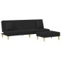 vidaXL Schlafsofa 2-Sitzer mit Kissen und Fußhocker Schwarz Stoff vidaXL Schlafsofa 2-Sitzer mit Kissen und Fußhocker Schwarz Stoff