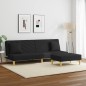vidaXL Schlafsofa 2-Sitzer mit Kissen und Fußhocker Schwarz Stoff vidaXL Schlafsofa 2-Sitzer mit Kissen und Fußhocker Schwarz Stoff