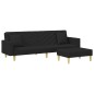 vidaXL Schlafsofa 2-Sitzer mit Kissen und Fußhocker Schwarz Stoff vidaXL Schlafsofa 2-Sitzer mit Kissen und Fußhocker Schwarz Stoff