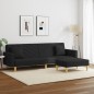 vidaXL Schlafsofa 2-Sitzer mit Kissen und Fußhocker Schwarz Stoff vidaXL Schlafsofa 2-Sitzer mit Kissen und Fußhocker Schwarz Stoff