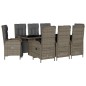 vidaXL 9-tlg. Garten-Essgruppe mit Kissen Grau Poly Rattan vidaXL 9-tlg. Garten-Essgruppe mit Kissen Grau Poly Rattan