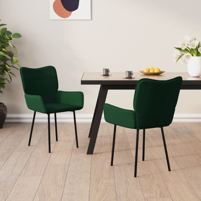 vidaXL Esszimmerstühle 2 Stk. Dunkelgrün Samt vidaXL Esszimmerstühle 2 Stk. Dunkelgrün Samt