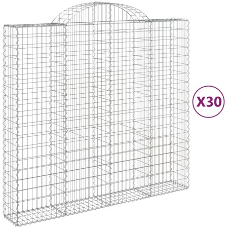 vidaXL Gabionen mit Hochbogen 30Stk. 200x50x180/200cm Verzinktes Eisen