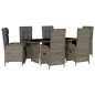 vidaXL 7-tlg. Garten-Essgruppe mit Kissen Grau Poly Rattan vidaXL 7-tlg. Garten-Essgruppe mit Kissen Grau Poly Rattan