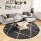 vidaXL Teppich Shaggy Hochflor Modern Schwarz und Creme Ø 240 cm vidaXL Teppich Shaggy Hochflor Modern Schwarz und Creme Ø 240 cm