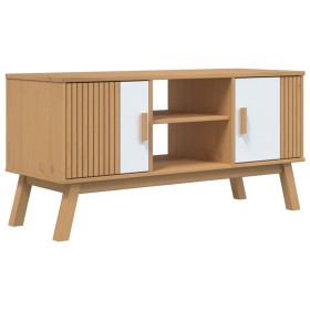vidaXL TV-Schrank OLDEN Weiß und Braun 114x43x57 cm Massivholz Kiefer