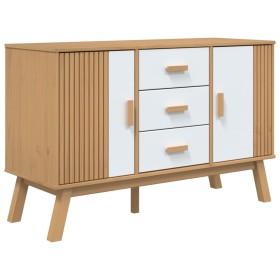 vidaXL Sideboard OLDEN Weiß und Braun 114x43x73,5 cm Massivholz Kiefer