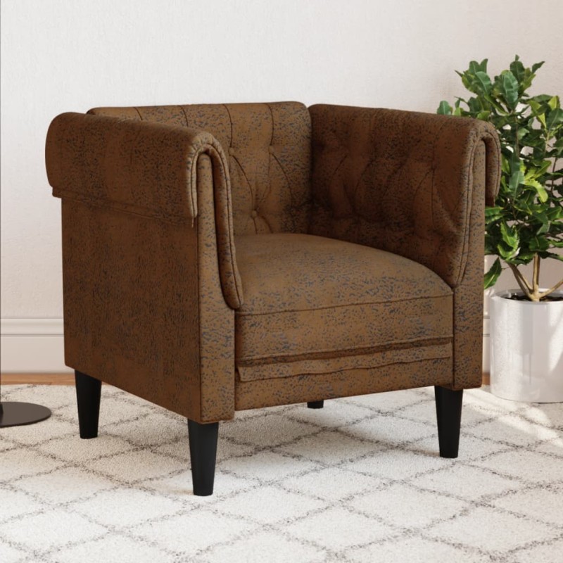 vidaXL Chesterfield-Sessel Braun Stoff vidaXL Chesterfield-Sessel Braun Stoff