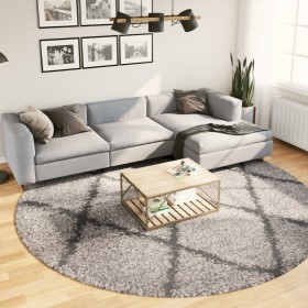 vidaXL Shaggy-Teppich PAMPLONA Hochflor Modern Beige Anthrazit Ø 280cm