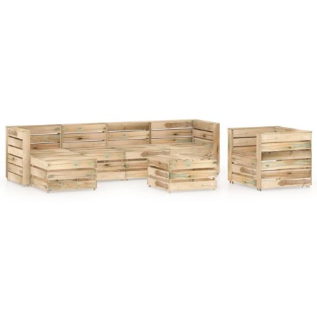 7-tlg. Garten-Lounge-Set Grün Imprägniertes Kiefernholz