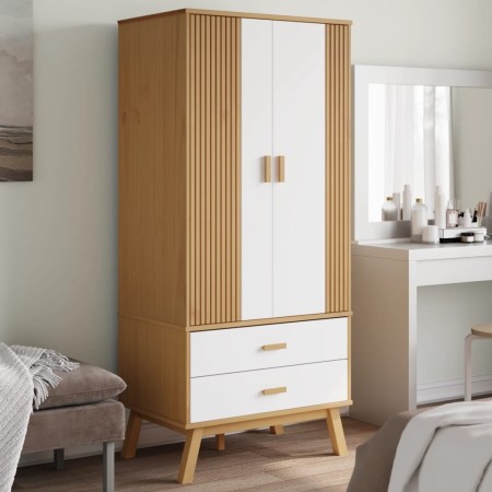 vidaXL Kleiderschrank OLDEN Weiß Braun 76,5x53x172cm Massivholz Kiefer