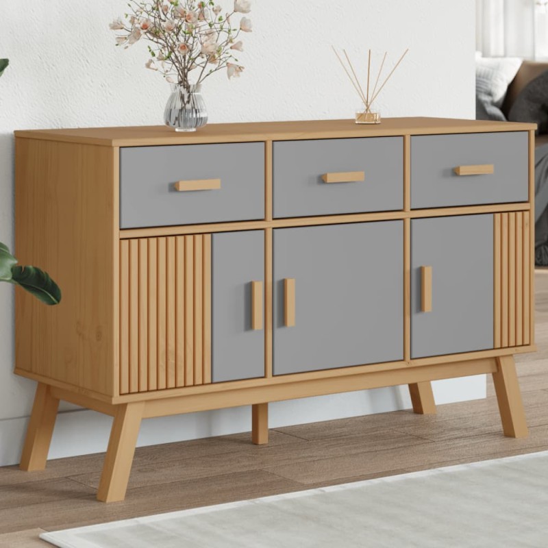 vidaXL Sideboard OLDEN Grau und Braun 114x43x73,5 cm Massivholz Kiefer vidaXL Sideboard OLDEN Grau und Braun 114x43x73,5 cm Massivholz Kiefer
