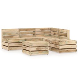 6-tlg. Garten-Lounge-Set Grün Imprägniertes Kiefernholz