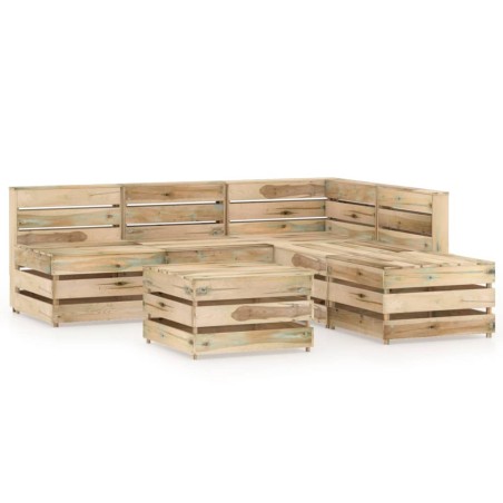 6-tlg. Garten-Lounge-Set Grün Imprägniertes Kiefernholz
