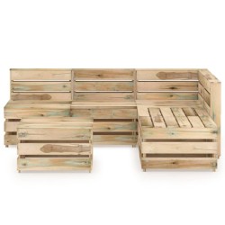 6-tlg. Garten-Lounge-Set Grün Imprägniertes Kiefernholz