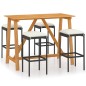 5-tlg. Gartenbar-Set mit Kissen Schwarz 5-tlg. Gartenbar-Set mit Kissen Schwarz
