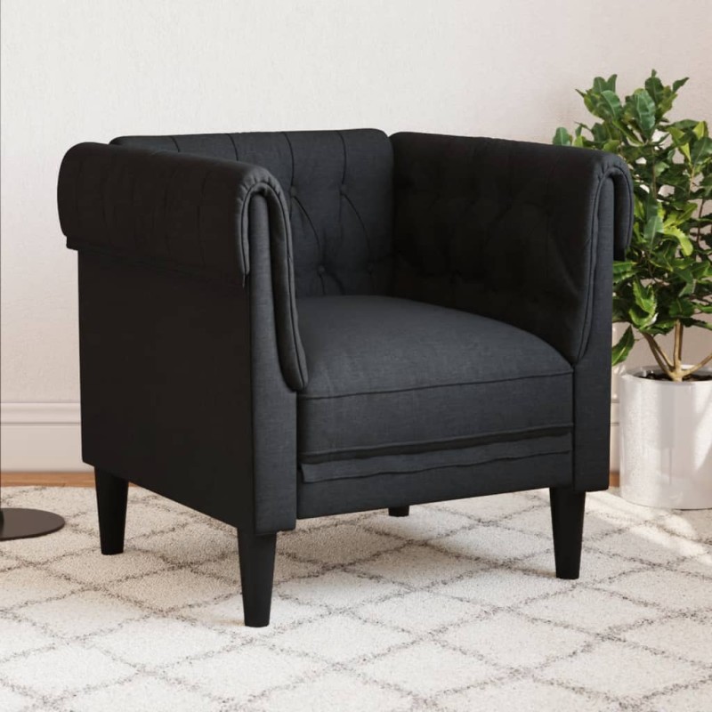 vidaXL Chesterfield-Sessel Schwarz Stoff vidaXL Chesterfield-Sessel Schwarz Stoff