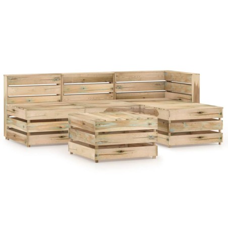 5-tlg. Garten-Lounge-Set Grün Imprägniertes Kiefernholz