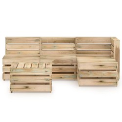 5-tlg. Garten-Lounge-Set Grün Imprägniertes Kiefernholz