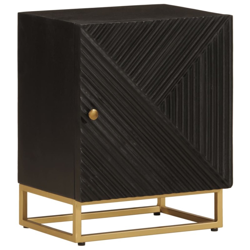vidaXL Nachttisch Schwarz 40x30x50 cm Massivholz Mango und Eisen vidaXL Nachttisch Schwarz 40x30x50 cm Massivholz Mango und Eisen