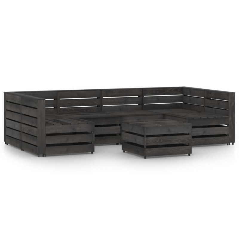 7-tlg. Garten-Lounge-Set Grau Imprägniertes Kiefernholz 7-tlg. Garten-Lounge-Set Grau Imprägniertes Kiefernholz