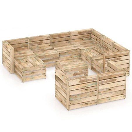 10-tlg. Garten-Lounge-Set Grün Imprägniertes Kiefernholz
