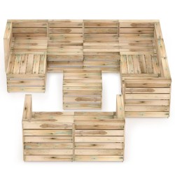 10-tlg. Garten-Lounge-Set Grün Imprägniertes Kiefernholz