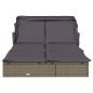vidaXL 2-Personen-Sonnenliege mit Dach Grau 213x118x97 Poly Rattan vidaXL 2-Personen-Sonnenliege mit Dach Grau 213x118x97 Poly Rattan