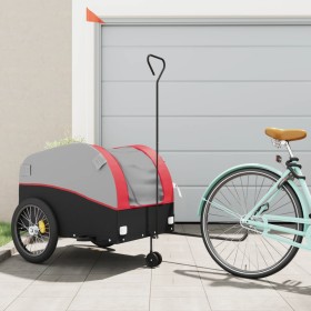 vidaXL Fahrradanhänger Schwarz und Rot 45 kg Eisen