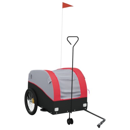 vidaXL Fahrradanhänger Schwarz und Rot 45 kg Eisen