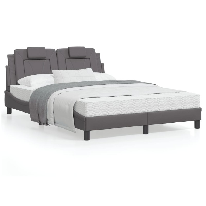 vidaXL Bett mit Matratze Grau 120x200 cm Kunstleder vidaXL Bett mit Matratze Grau 120x200 cm Kunstleder
