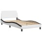 vidaXL Bett mit Matratze Weiß und Schwarz 100x200 cm Kunstleder vidaXL Bett mit Matratze Weiß und Schwarz 100x200 cm Kunstleder