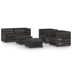 6-tlg. Garten-Lounge-Set Grau Imprägniertes Kiefernholz