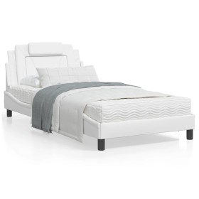 vidaXL Bett mit Matratze Weiß 100x200 cm Kunstleder