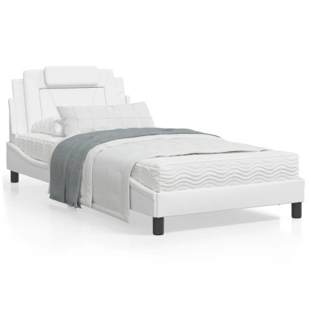 vidaXL Bett mit Matratze Weiß 100x200 cm Kunstleder