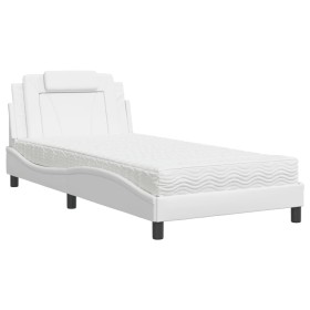 vidaXL Bett mit Matratze Weiß 100x200 cm Kunstleder