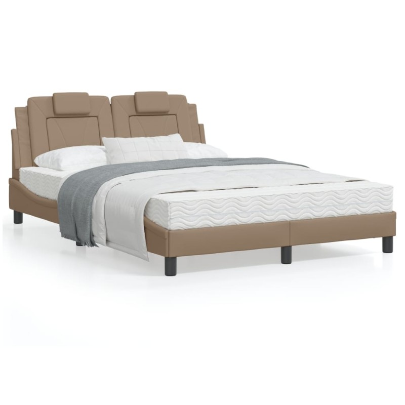 vidaXL Bett mit Matratze Cappuccino-Braun 120x200 cm Kunstleder vidaXL Bett mit Matratze Cappuccino-Braun 120x200 cm Kunstleder