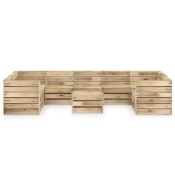 10-tlg. Garten-Lounge-Set Grün Imprägniertes Kiefernholz
