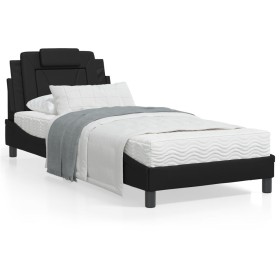 vidaXL Bett mit Matratze Schwarz 80x200 cm Kunstleder
