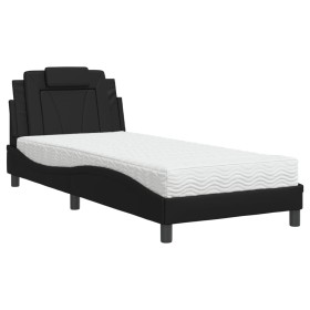 vidaXL Bett mit Matratze Schwarz 90x200 cm Kunstleder